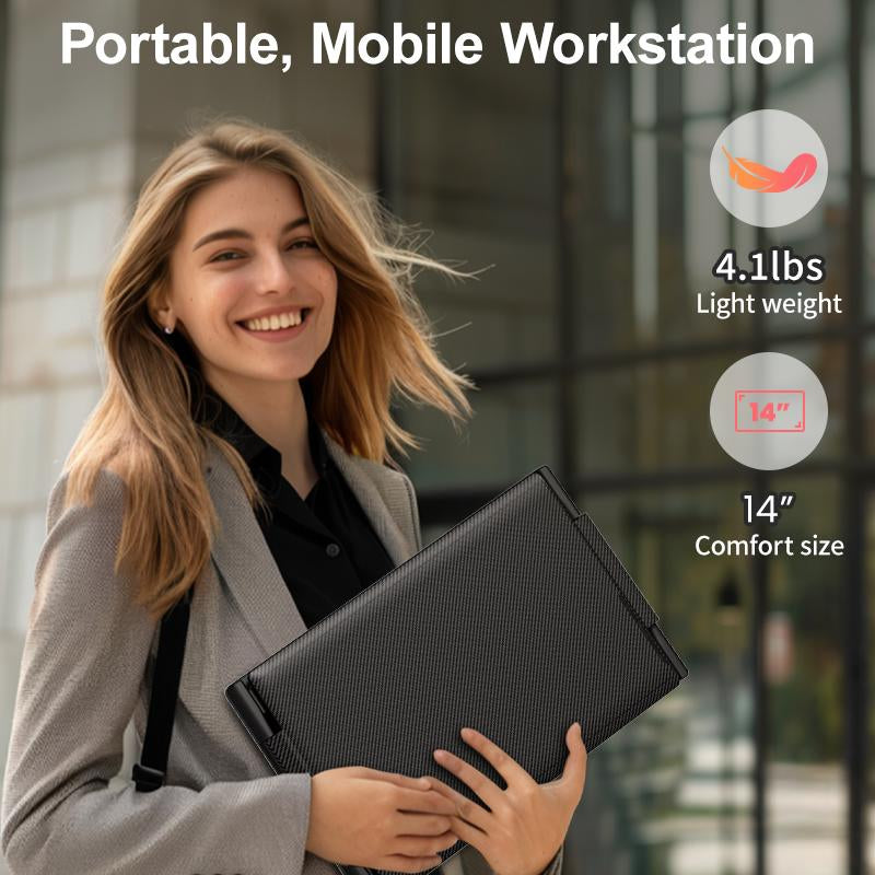 Triple Laptop Screen Extender(It'S Not a Computer), 14" FHD 1080P Portable Monitor for Laptop, Plug & Play Screen Extender, Auto Adjust Width Dual Monitor for 13" - 17" Laptops, Compatible for Macos/Wins/Chrome/Dex