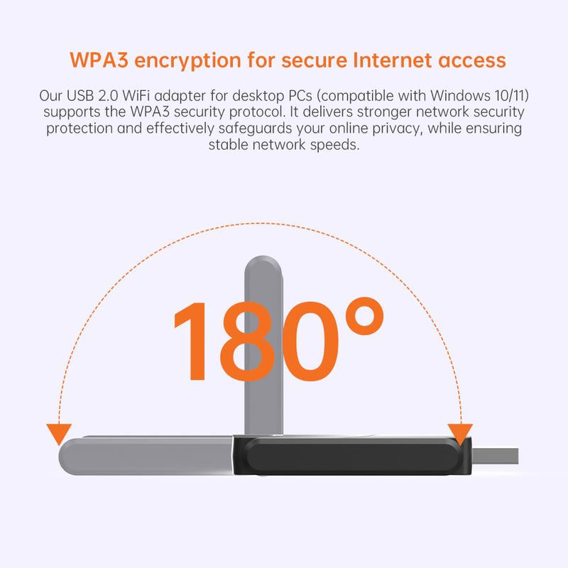 Plery Wifi 6 Adapter for PC with Bluetooth 5.3, AX900 Ultra-Fast Dual Band USB Wireless Wifi Adapter for Desktop Laptop, High Gain Antenna, WPA3 Security, Driver-Free for Windows 11/10, WPA3