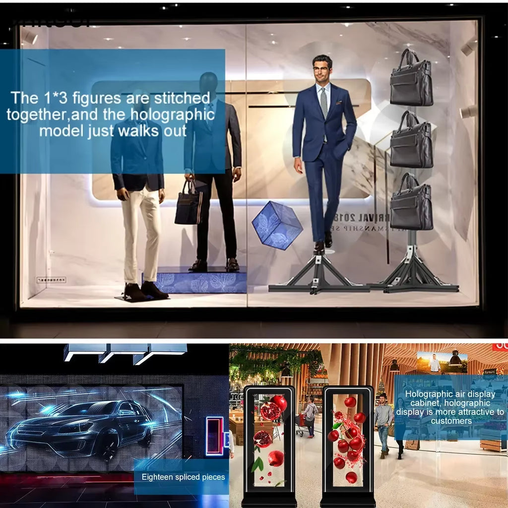 2025 3D Hologram Projector Fan 45-65Cm Advertising Display Stand Led Sign Holographic Lamp Player 3D Fan Stand Support Splicing