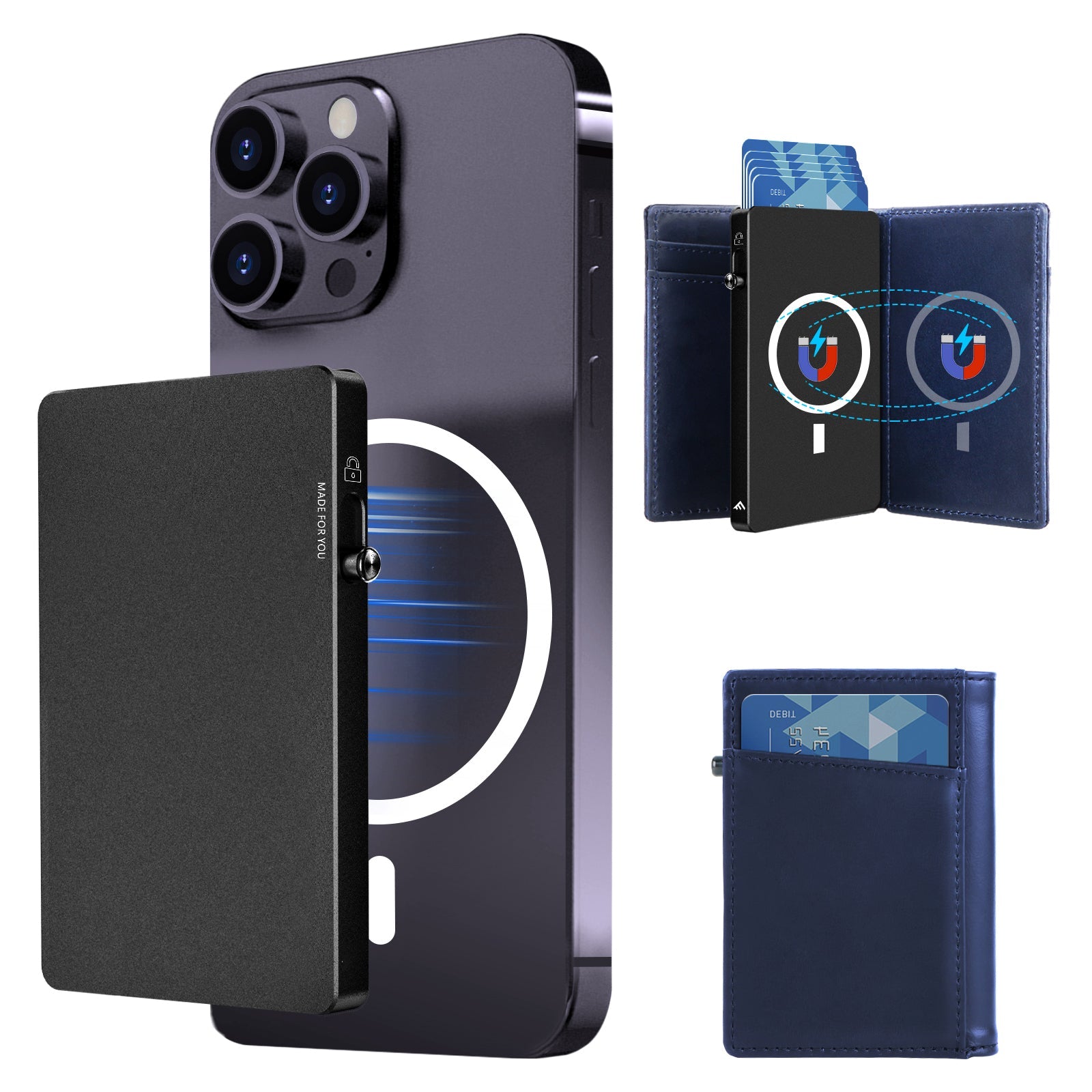 TOYFID Aluminum Alloy Wallet With Genuine Leather Cover Men's Billfolds