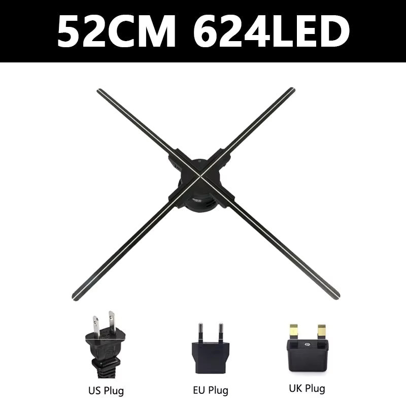 3D Hologram Projector Fan Advertising Display Wifi 52-100Cm Real-Time Led Sign Holographic Lamp Player 3D Support Images Video
