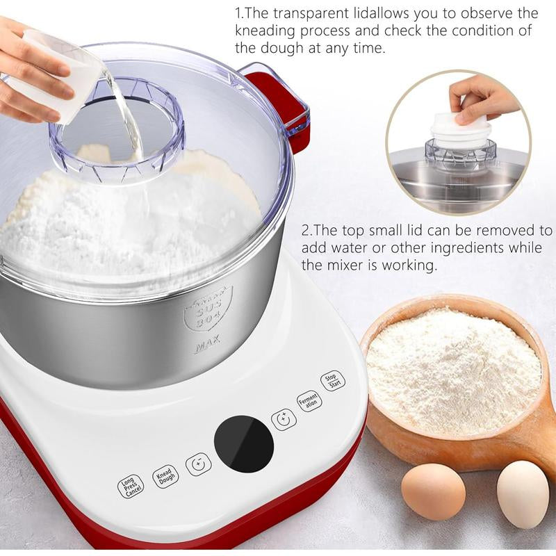 AIZIYO Electric Dough Mixer 5Qt with Ferment Function, Dough Maker with 304 Stainless Steel Bowl, Microcomputer Control, Face-Up Touch Panel, Easy to Clean for Bread & Pizza