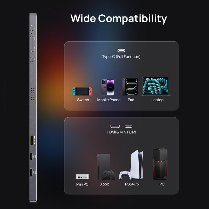 ARZOPA Portable Monitor 16.1"/17.3" FHD 1080P 60Hz/144Hz Laptop Screen Extender for PC Mac Xbox Switch PS5 Iphone IPS Display Computer Display HDR External Screen Game Workfromhome