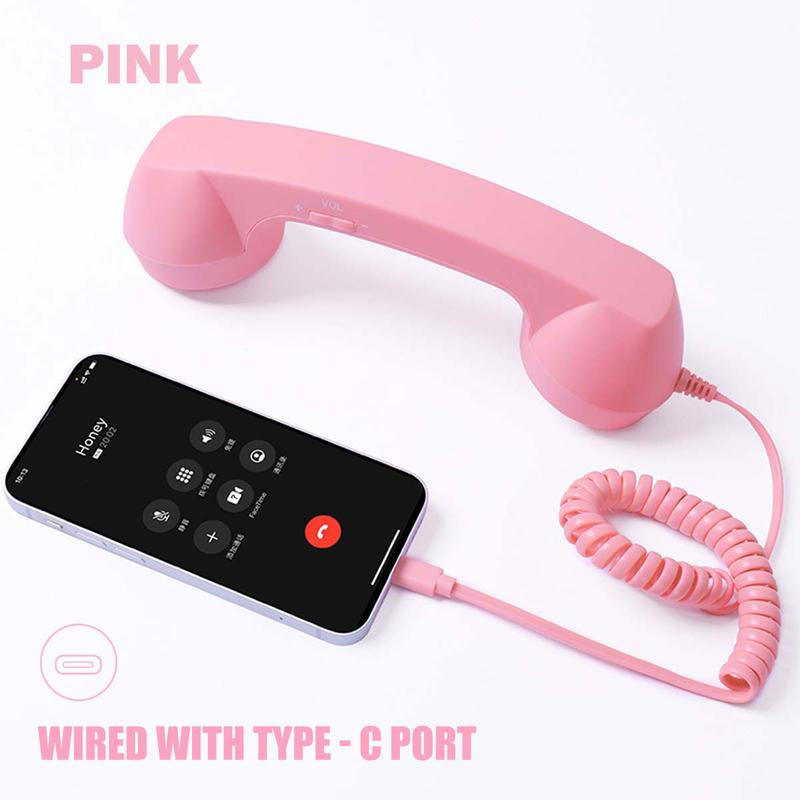 Retro Selected-Bluetooth Phone Handset - Wireless/Wired & USB Mobile Phone Receiver for Comfortable Calls, Type-C Port, Tech Gadget, Phone Accessory
