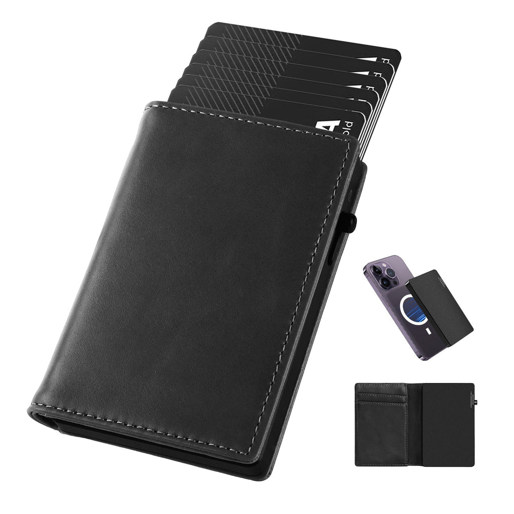 TOYFID Aluminum Alloy Wallet With Genuine Leather Cover Men's Billfolds