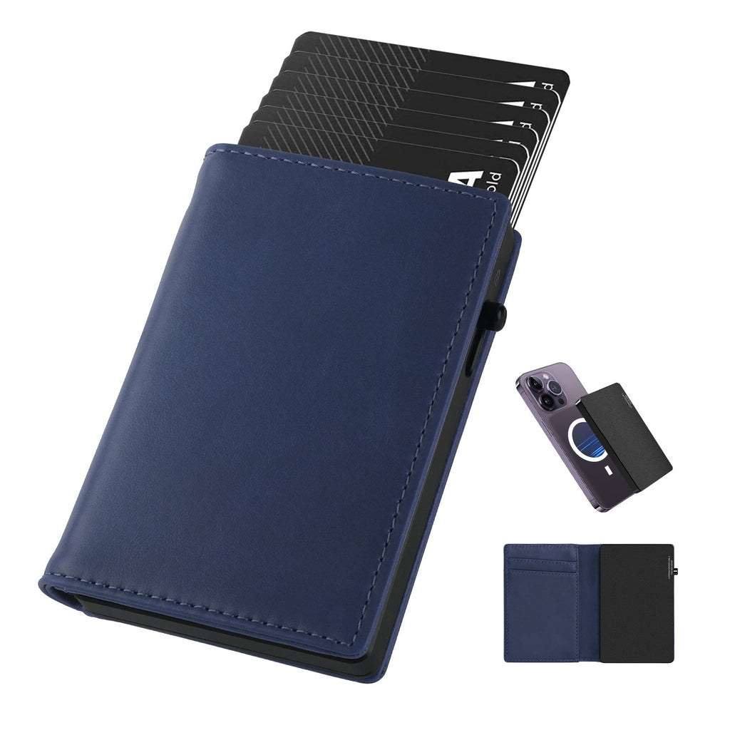 TOYFID Aluminum Alloy Wallet With Genuine Leather Cover Men's Billfolds