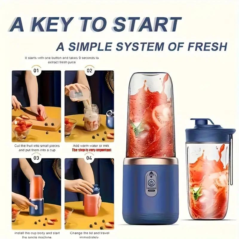 Mini Portable Juicer Cup-Citrus Juicers with Fruit Squeezer,Food Mixer, Ice Crusher, and Charging Function-Multi-Functional,Easy to Clean, Bpa Free, Space-Saving Design,Life Hacker, Lightweight