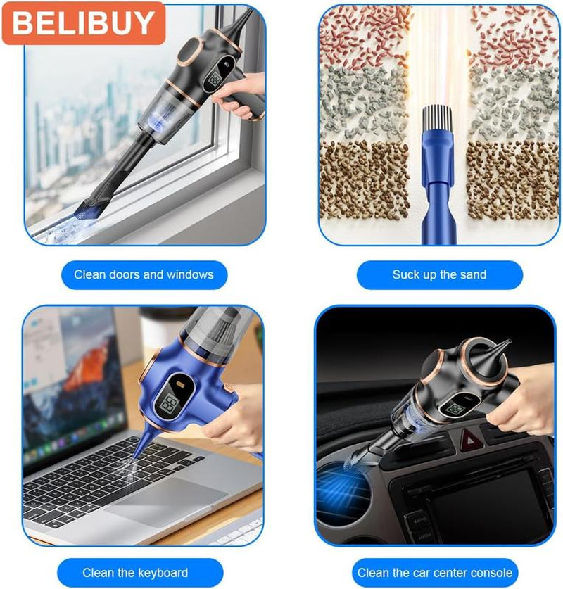 Handheld Car Vacuum Cleaner, Cordless, 16000PA High Power Portable Mini Car Vacuum Cleaner & Air Dust Collector, Advanced Digital Display, Rechargeable for Auto, Home, Pet Hair, Easy Vacuuming, Solve Various Cleaning Problems