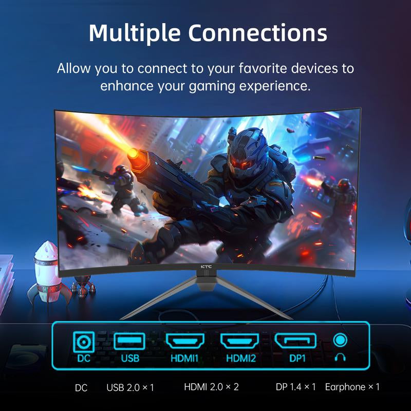 KTC 32 Inch 1920*1080P@240Hz HVA Curved 1500R Gaming Monitor, 125% Srgb Color Coverage, 1Ms Response Time, Freesync/G-Sync HDR10,HDMI/DP/USB Ports Vesa,Tilt Adjustable,Black, H32S17F
