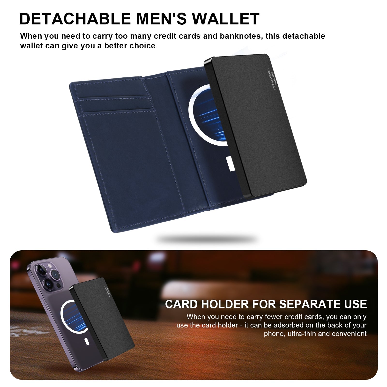 TOYFID Aluminum Alloy Wallet With Genuine Leather Cover Men's Billfolds