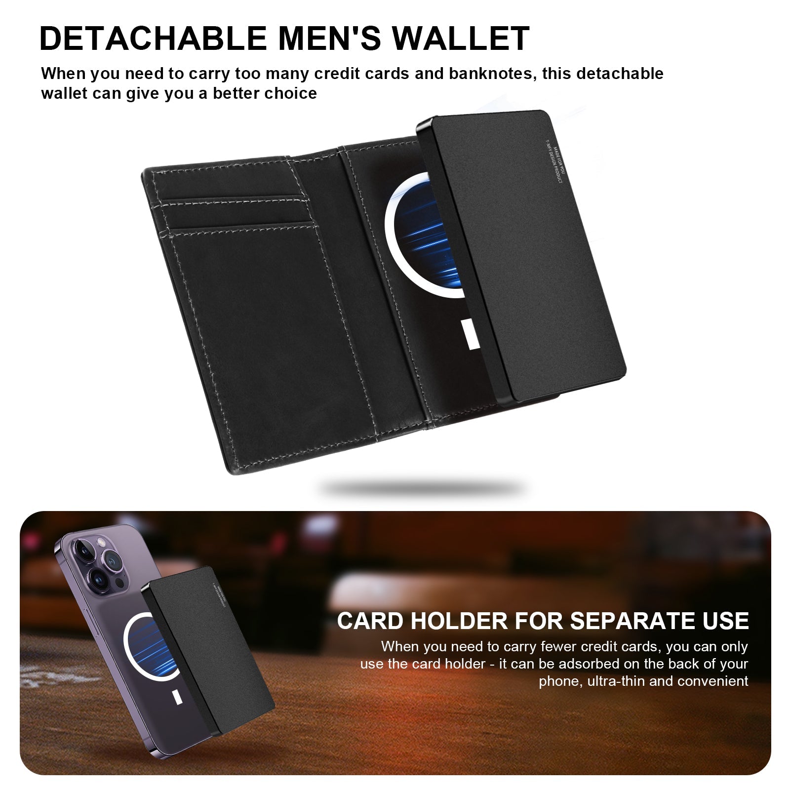 TOYFID Aluminum Alloy Wallet With Genuine Leather Cover Men's Billfolds