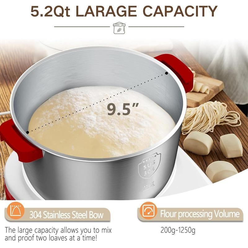 AIZIYO Electric Dough Mixer 5Qt with Ferment Function, Dough Maker with 304 Stainless Steel Bowl, Microcomputer Control, Face-Up Touch Panel, Easy to Clean for Bread & Pizza