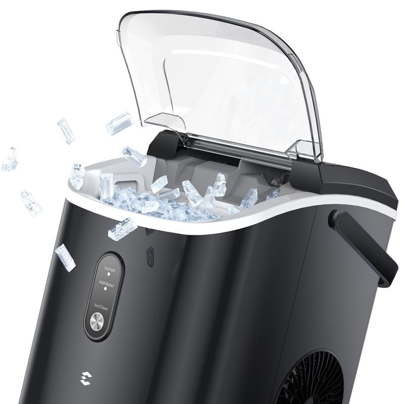 Ecozy Countertop Sonic Nugget Ice Maker,Chewable Ice Cubes,33 Lbs Daily Output,Self-Cleaning,Stainless Steel for Party/Kitchen/Bar