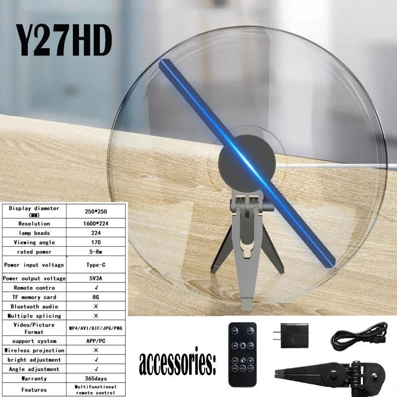 3D Hologram Projector Fan Remote Wifi Control 25-100Cm Commercial Advertise Display Hologram Projector Transmit Picture Video