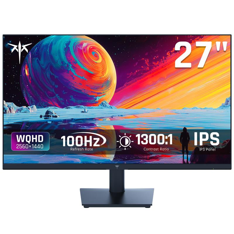 KTC 27-Inch 2K QHD 100Hz Computer Monitor, 2560*1440 IPS Panel PC Gaming Monitor, Anti-Blue Light Screen, 100% High Color Gamut, 123% Srgb, Support Free Sync and G Sync, PC Monitor for Casual Gaming and Working