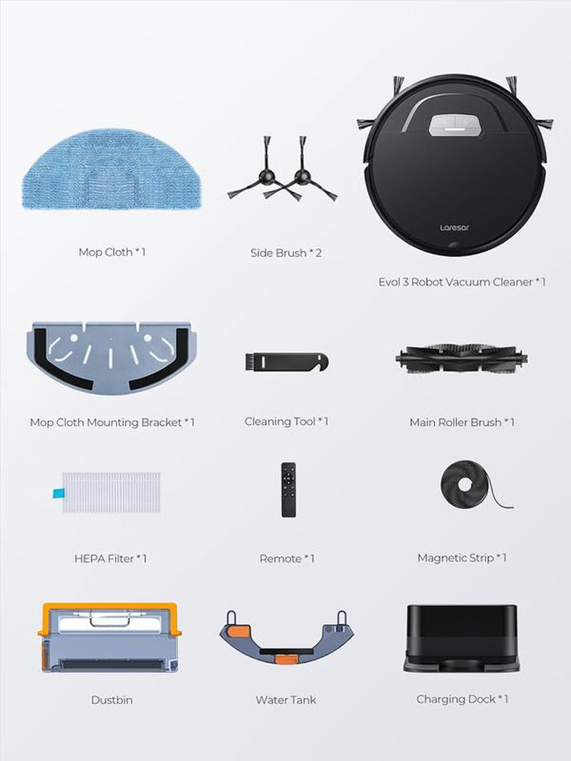 Laresar 3-In-1 Self-Charging Robot Vacuum Cleaner & Mop,4500Pa Strong Suction Carpet Auto-Boost Robotic Vacuum Cleaner, Self-Charging, Remote Control, Anti-Collision and Boundary Strips Smart Robot Vacuum Durable Powerful,Dealsforyoudays,Dealsforyoudays