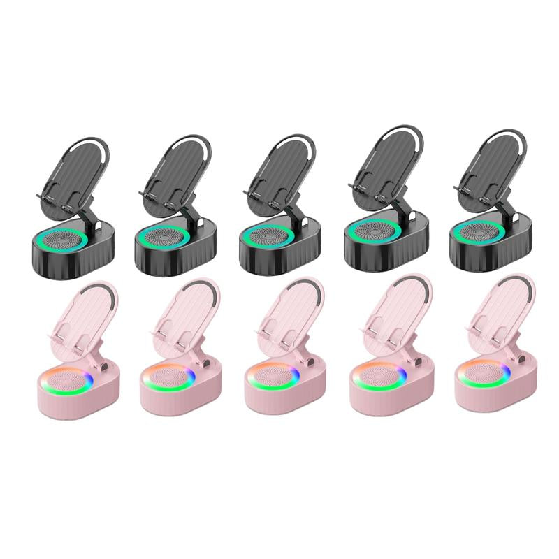 AKLLCCR Wireless Induction Audio Bluetooth Speaker 5In1 Cellphone Holder USB Emergency Rechargeable (3000Mah) Portable Power Mobile Tablet Stand with Colorful Ambient Light Gifts for Friend, Family
