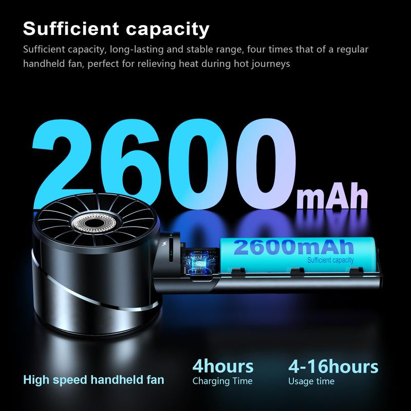Portable 2600 Mah Handheld , Four Levels of Wind Speed Adjustment up to 7000 Rpm, Mist , USB Charging, Perfect for Travel, Outdoor and Summer Personal Cooling Fan