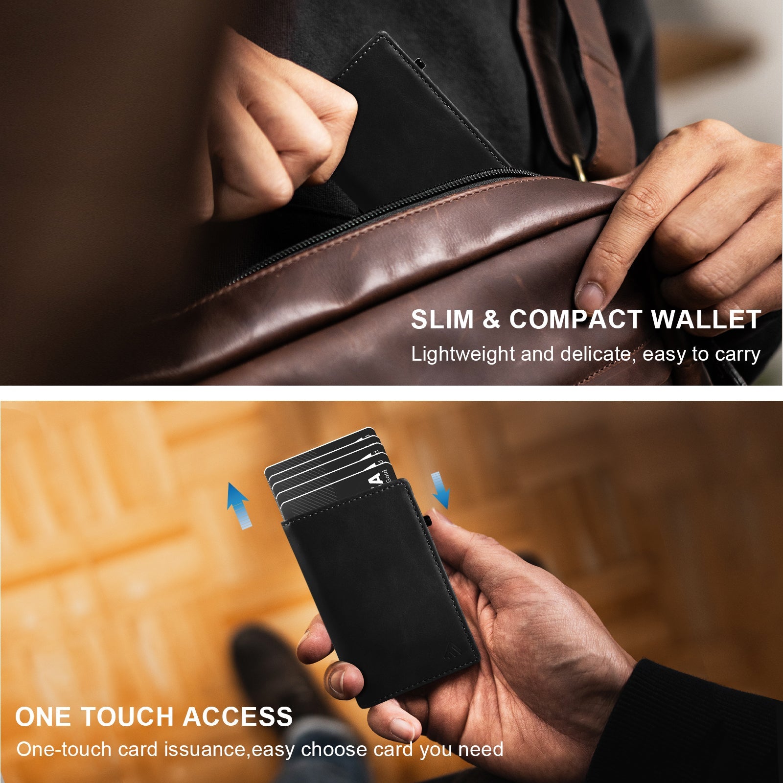 TOYFID Aluminum Alloy Wallet With Genuine Leather Cover Men's Billfolds