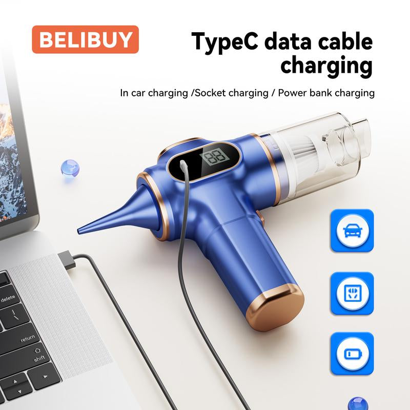 Handheld Car Vacuum Cleaner, Cordless, 16000PA High Power Portable Mini Car Vacuum Cleaner & Air Dust Collector, Advanced Digital Display, Rechargeable for Auto, Home, Pet Hair, Easy Vacuuming, Solve Various Cleaning Problems