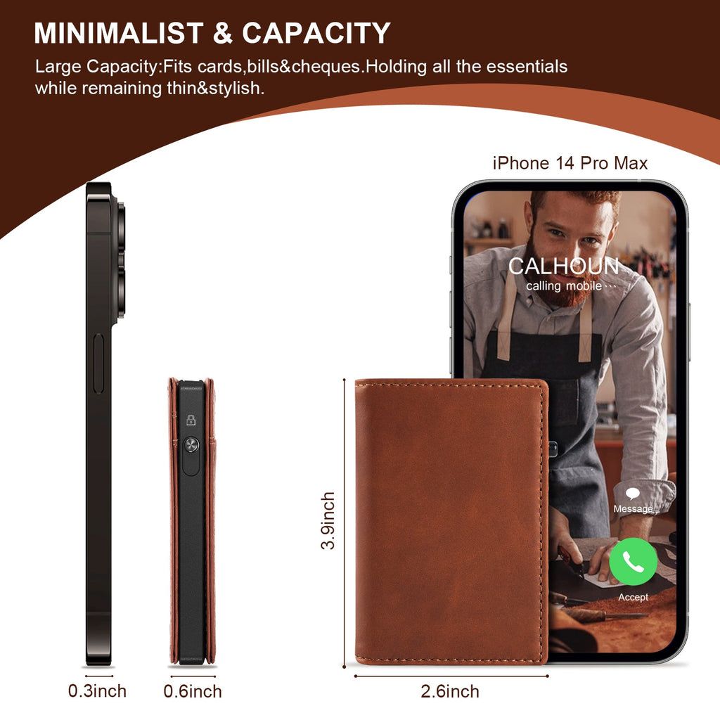 TOYFID Aluminum Alloy Wallet With Genuine Leather Cover Men's Billfolds