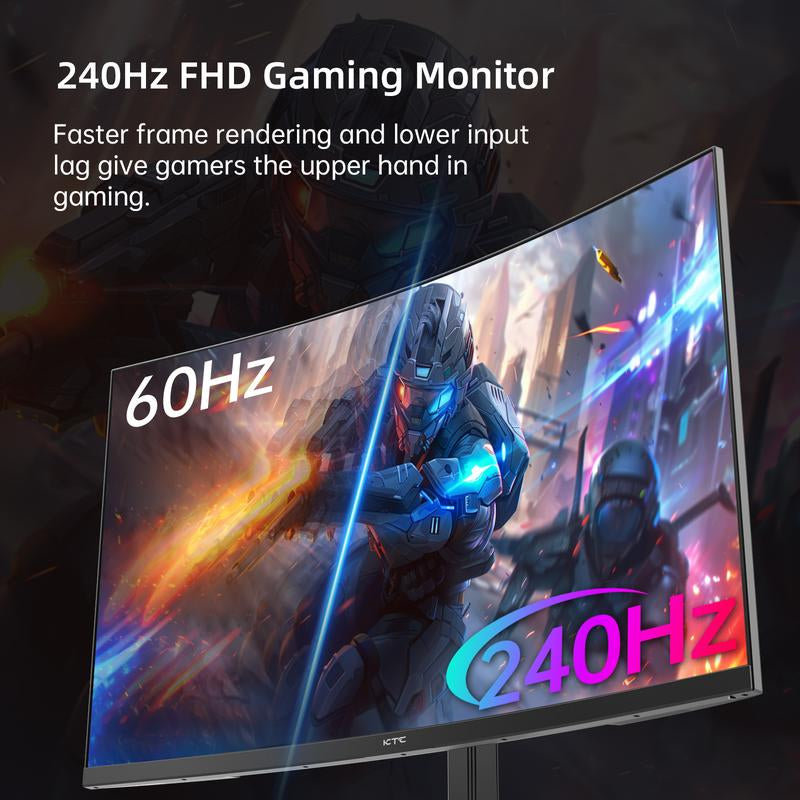 KTC 32 Inch 1920*1080P@240Hz HVA Curved 1500R Gaming Monitor, 125% Srgb Color Coverage, 1Ms Response Time, Freesync/G-Sync HDR10,HDMI/DP/USB Ports Vesa,Tilt Adjustable,Black, H32S17F