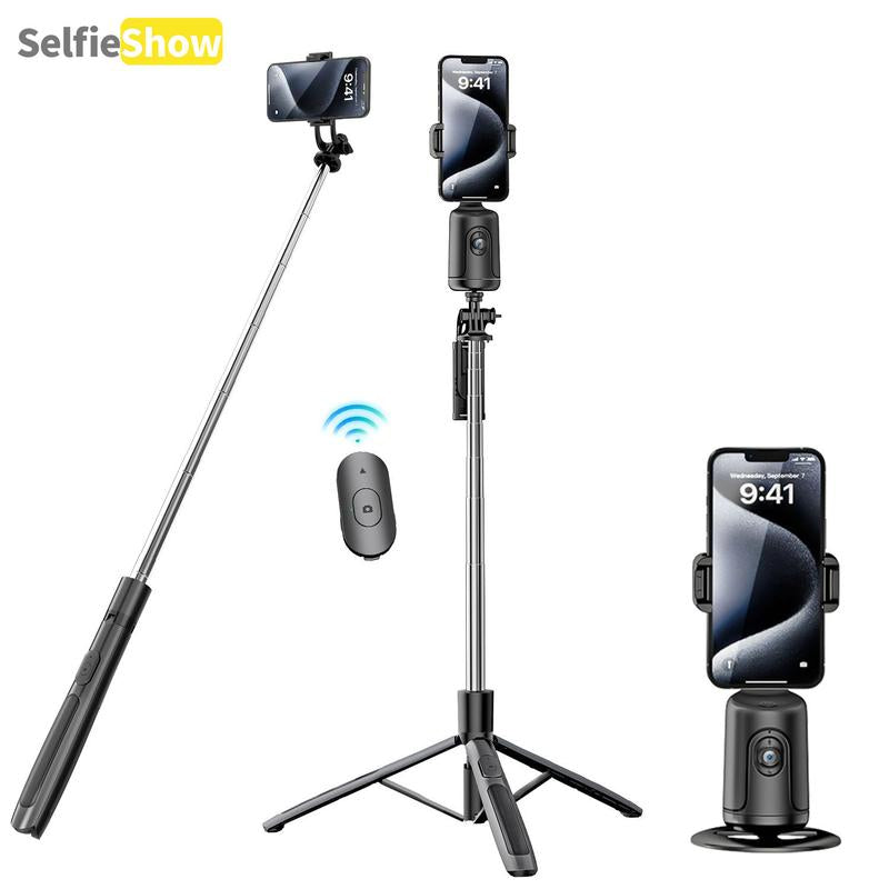 Smart AI Facial Recognition Phone Tripod, 360° Mobile Phone Pan & Tilt Stand, Outdoor Panoramic Tracking & Stabilization for Home & Outdoor Use