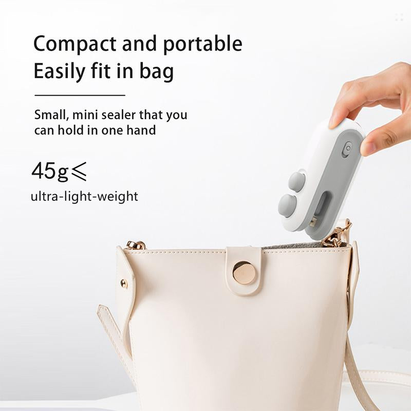 【Faddishdeal】Mini Snack Bag Sealing Machine,2 in 1 Heat USB Rechargeable Snack Bag Selaer,Plastic Electric Bag Sealers, Keep Food Fresh. Portable Sealer Picnics