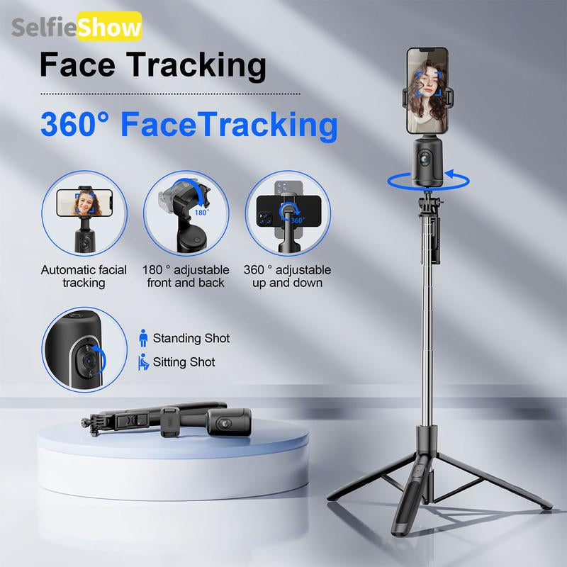 Smart AI Facial Recognition Phone Tripod, 360° Mobile Phone Pan & Tilt Stand, Outdoor Panoramic Tracking & Stabilization for Home & Outdoor Use