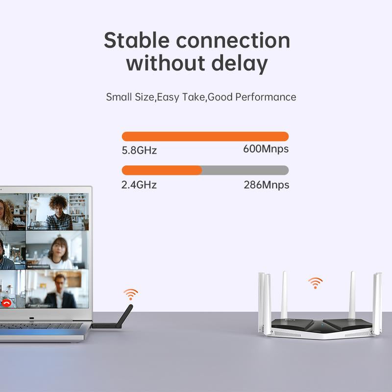 Plery Wifi 6 Adapter for PC with Bluetooth 5.3, AX900 Ultra-Fast Dual Band USB Wireless Wifi Adapter for Desktop Laptop, High Gain Antenna, WPA3 Security, Driver-Free for Windows 11/10, WPA3