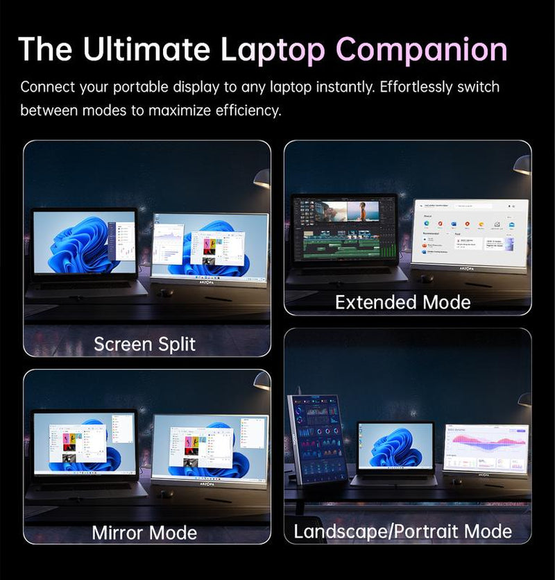 ARZOPA Portable Monitor 16.1"/17.3" FHD 1080P 60Hz/144Hz Laptop Screen Extender for PC Mac Xbox Switch PS5 Iphone IPS Display Computer Display HDR External Screen Game Workfromhome