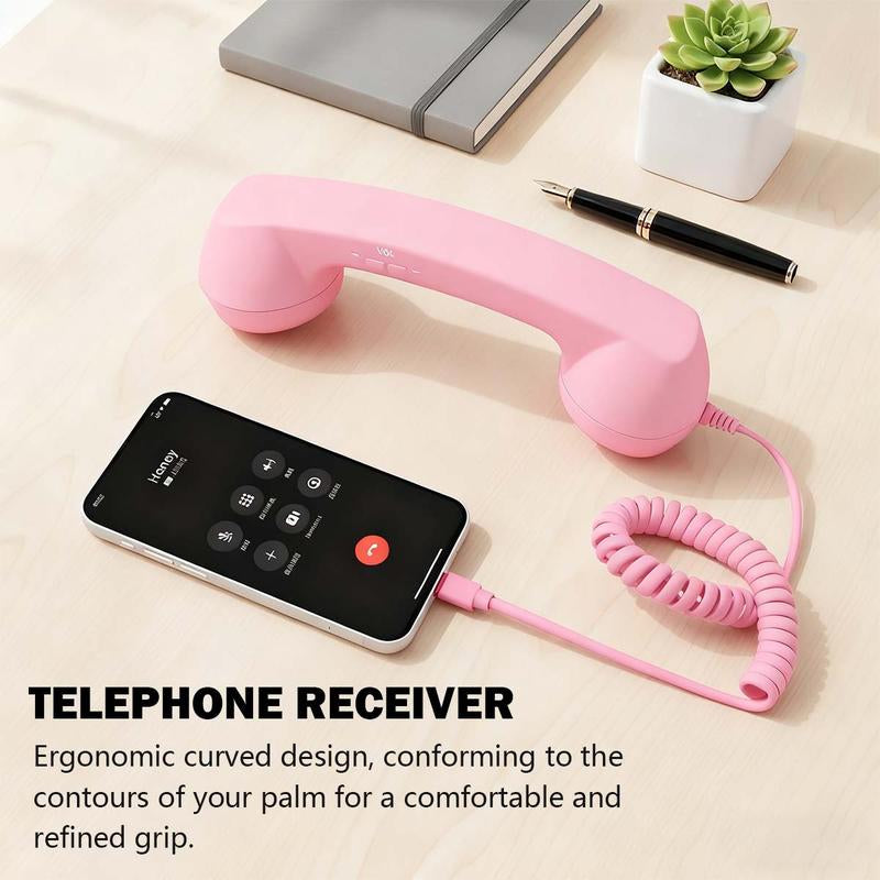 Retro Selected-Bluetooth Phone Handset - Wireless/Wired & USB Mobile Phone Receiver for Comfortable Calls, Type-C Port, Tech Gadget, Phone Accessory