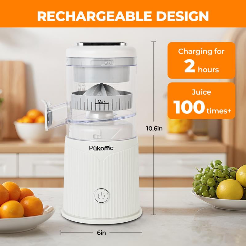 Pukomc Fast Juicer Machine Cordless & Rechargeable Fresh Pulp-Free Juice in Seconds Compact 10.6 Electric Squeezer for Oranges