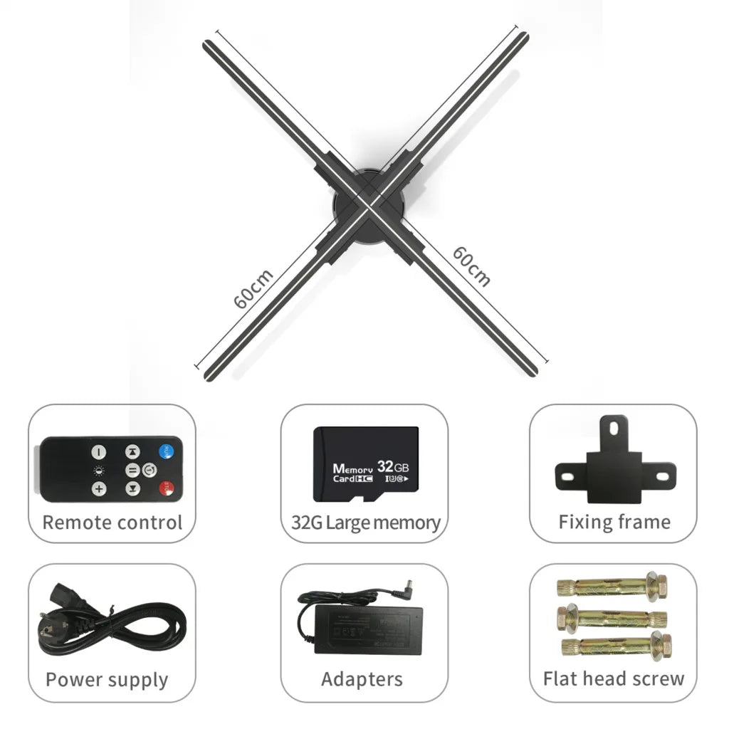 3D Hologram Projector Fan Remote Wifi Control 25-100Cm Commercial Advertise Display Hologram Projector Transmit Picture Video