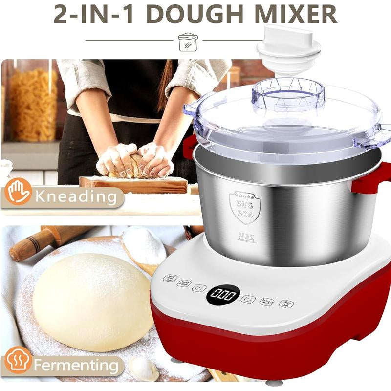 AIZIYO Electric Dough Mixer 5Qt with Ferment Function, Dough Maker with 304 Stainless Steel Bowl, Microcomputer Control, Face-Up Touch Panel, Easy to Clean for Bread & Pizza