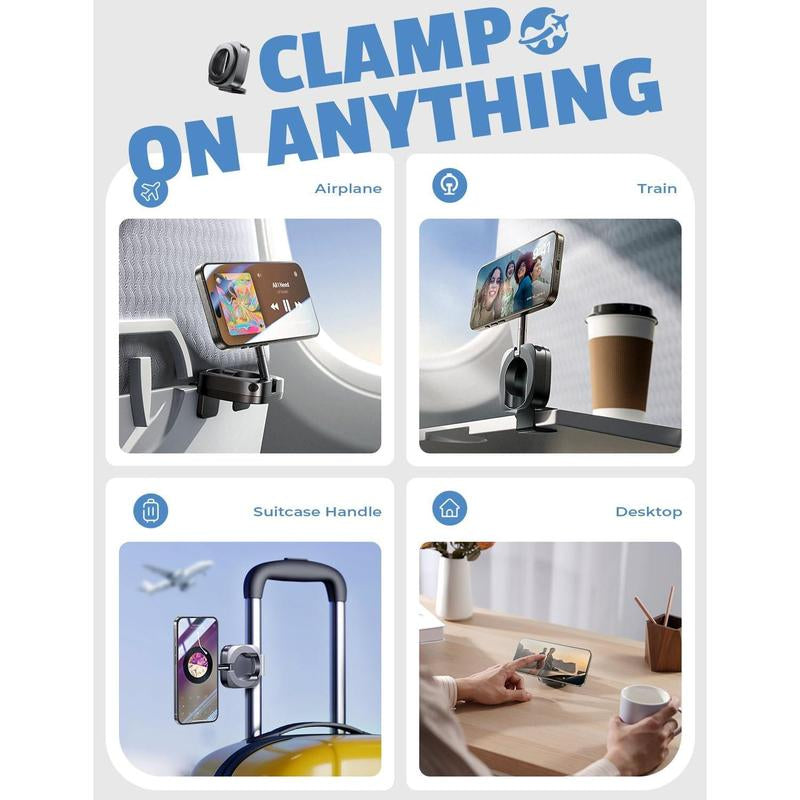 LISEN for Magsafe Airplane Phone Holder Travel Essentials, Universal Handsfree Airplane Accessories Must Haves Plane Phone Mount Travel Essentials for Flying Gifts Fits Iphone 15 Pro Max 14 13 12