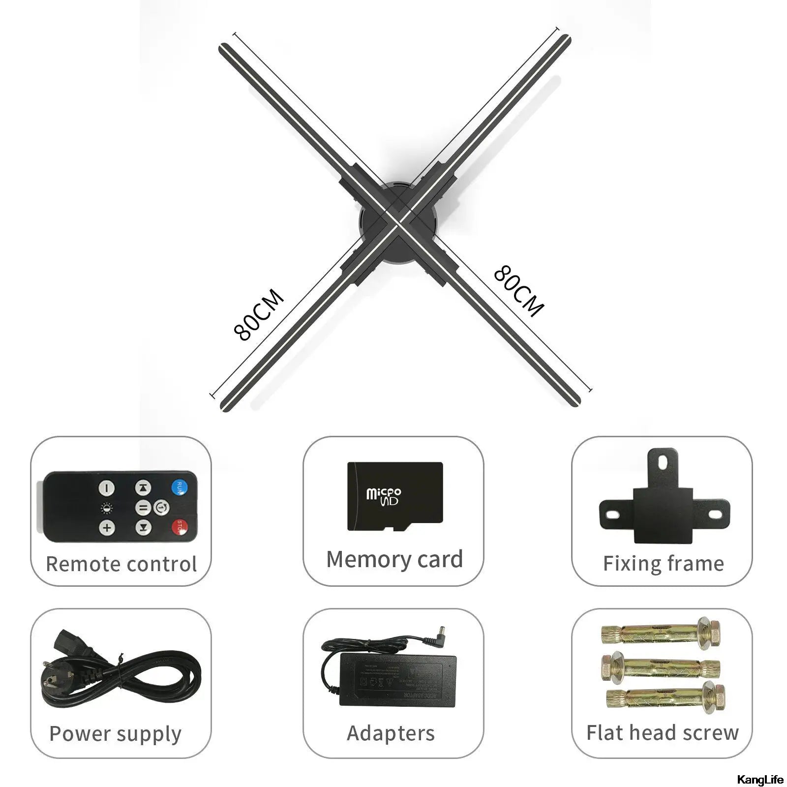 3D Hologram Projector Fan Remote Wifi Control 25-100Cm Commercial Advertise Display Hologram Projector Transmit Picture Video