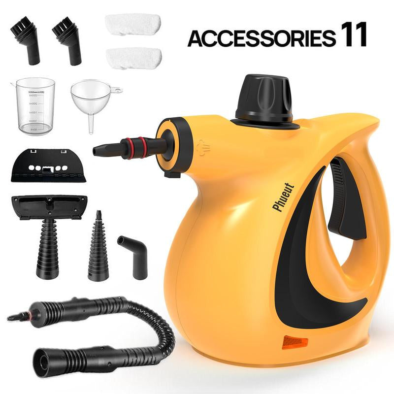 Phueut Pressurized Handheld Multi-Surface Natural Steam Cleaner with 12 Pcs Replacement Parts , Multi-Purpose Steamer for Home Use, Kitchen and Car