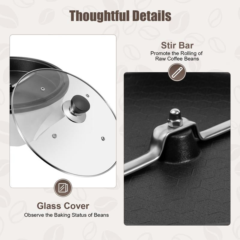 Household Coffee Beans Baking Machine, Electric Coffee Roaster Machine,0-240°Temperature Adjustment, Coffee Bean Roaster Machine Non Stick Popcorn Maker