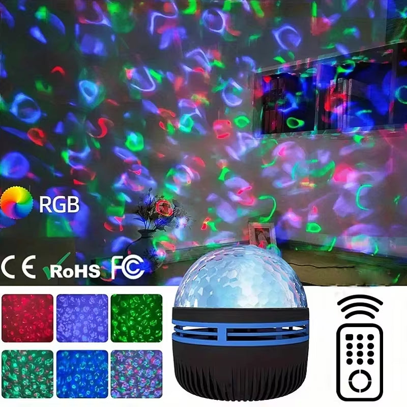 1Pc Star Projector, Galaxy Projector, Water Ocean Wave Projector for Bedroom Night Light Room Decor with 7-Colors Patterns