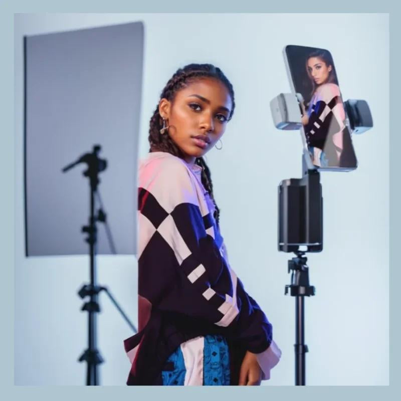 【Roreta 3C Digital Store】Auto Face Tracking Phone Holder,Optional 66.9" Mobile Phone Tripod and Wireless Remote Control Page Turer.Easy to Carry and Travel,Stable and Durable Adjustable Selfie