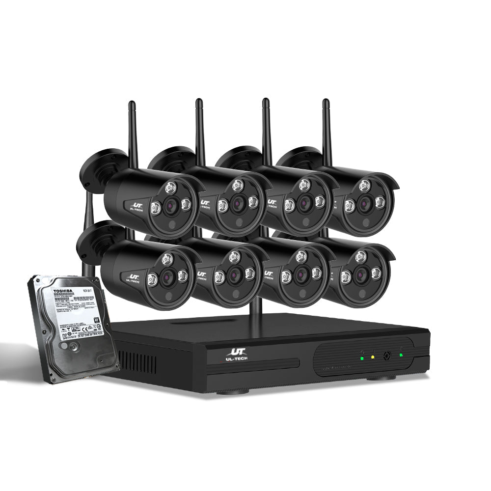 NNEDSZ -CCTV Wireless Security System 2TB 8CH NVR 1080P 8 Camera Sets