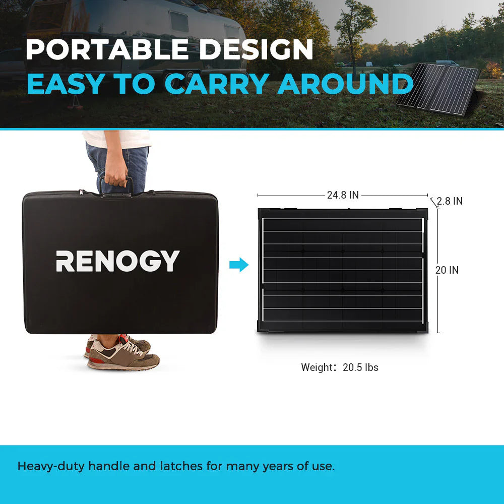 100W compact suitcase portable solar panel