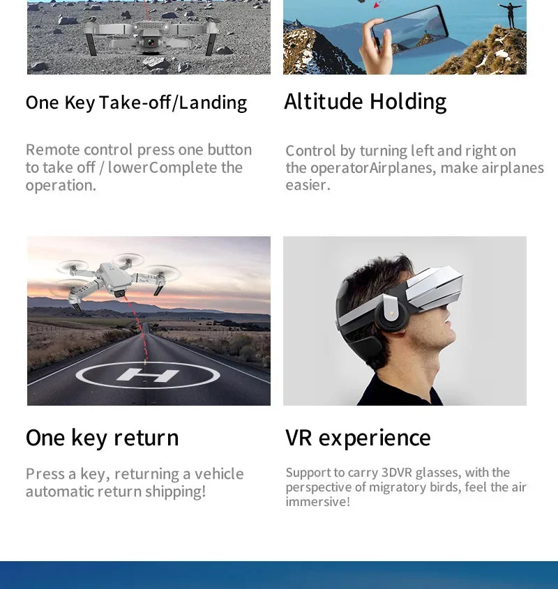 2025 New E88 Pro WiFi FPV Drone - 1080P/4K Single/Dual Camera, Wide-Angle HD, Altitude Hold, Foldable Quadcopter, RC Helicopter