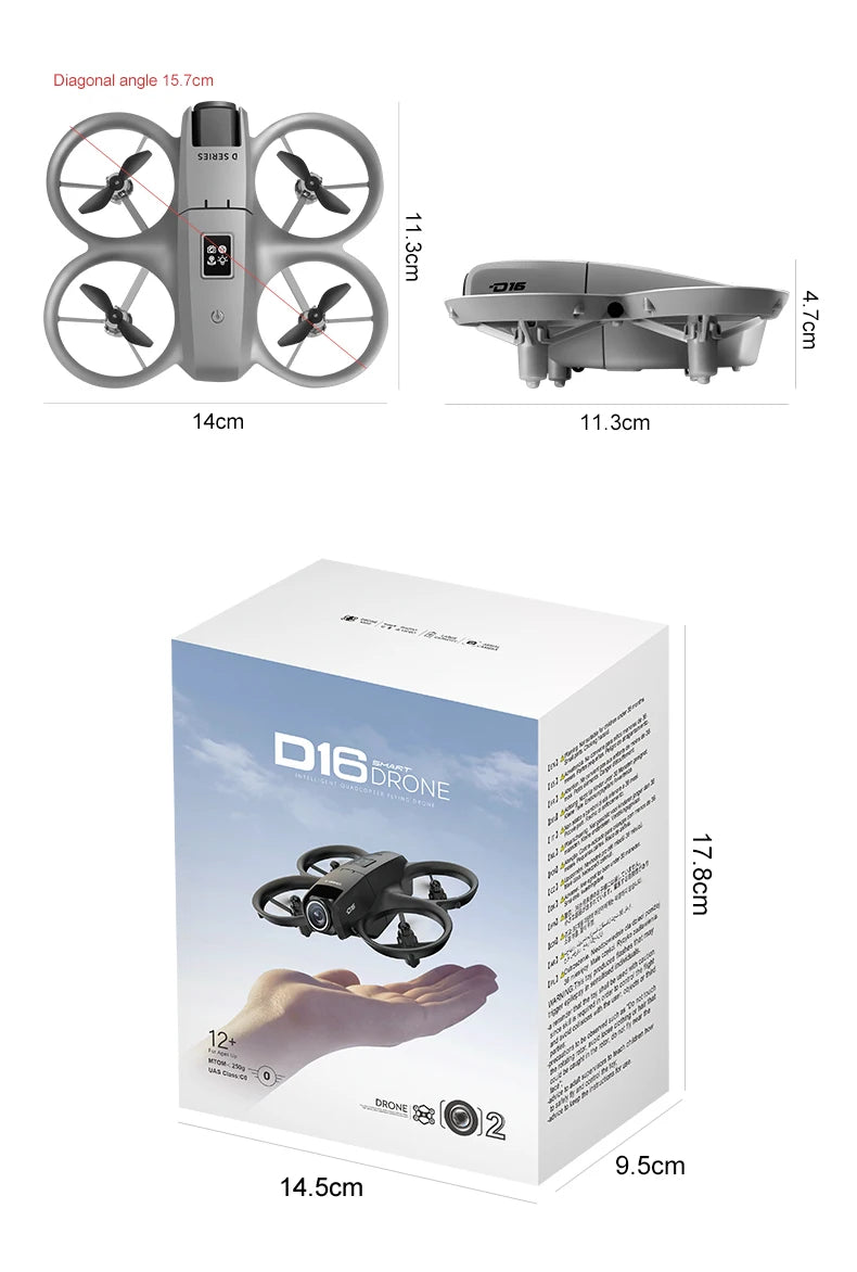 Xiaomi D16 Mini Drone with 180° Electric Adjustable 8K HD Camera WiFi Light Flow Drone Pocket Obstacle Avoidance Rc Quadcopter