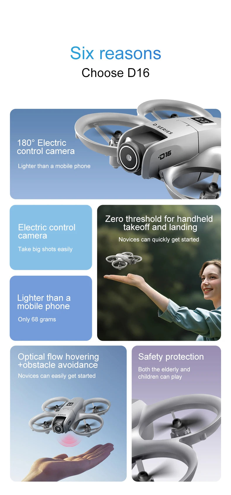 Xiaomi D16 Mini Drone with 180° Electric Adjustable 8K HD Camera WiFi Light Flow Drone Pocket Obstacle Avoidance Rc Quadcopter