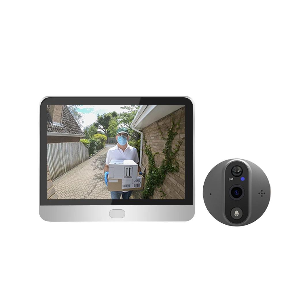 NNEDSZ 4.3 Inch Colour Screen Graffiti Hidden 1080P Wifi Smart Cat Eye Video Doorbell - White