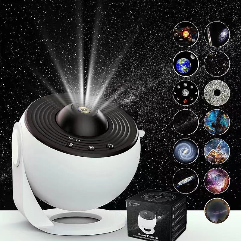 NNEDSZ High-Definition Focusable Starry Galaxy Projector Lamp - Creative Bedroom Mood Light with 13 Film Slides (Black & White)