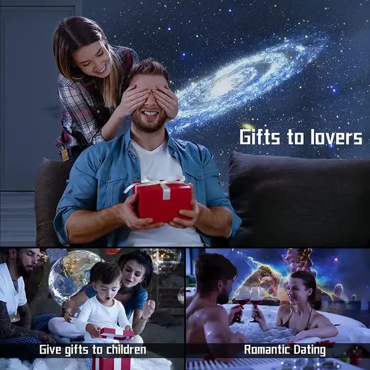 NNEDSZ High-Definition Focusable Starry Galaxy Projector Lamp - Creative Bedroom Mood Light with 13 Film Slides (Black & White)