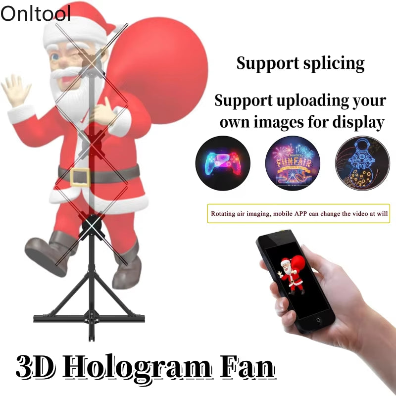 2025 3D Hologram Projector Fan 45-65Cm Advertising Display Stand Led Sign Holographic Lamp Player 3D Fan Stand Support Splicing